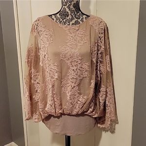The Muses Lounge Lace Overlay Top